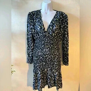 Armona Cheetah Garden Print Long Sleeve Minidress‎